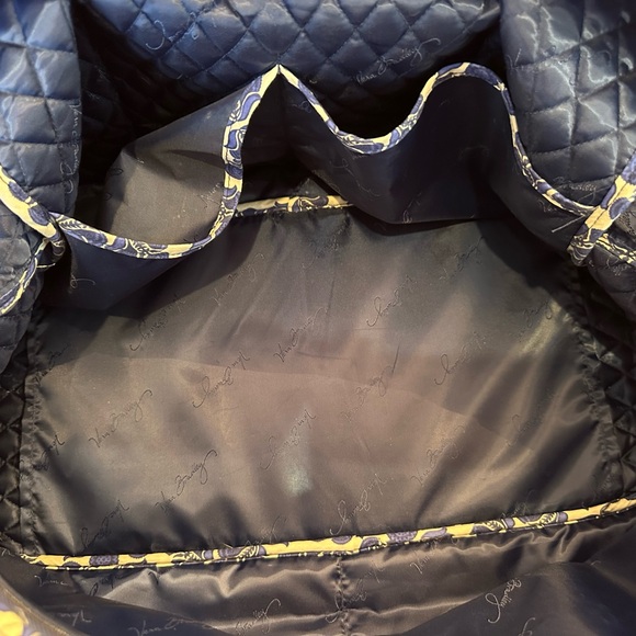 Vera Bradley Large Travel Duffel Bag Blue Cobalt Tile - Picture 4 of 9